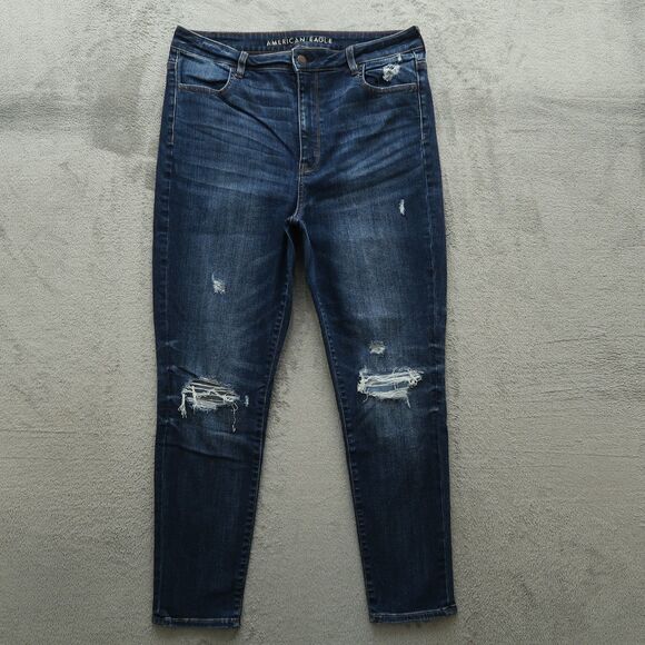 American Eagle Jeans Womens 14 Short Highest-Rise Jegging 26.5" Inseam Destroyed - Picture 1 of 16
